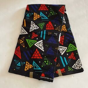 Black Multicolor Geometric Print Tribal Colorful Cotton Fabric - 6 Yards
